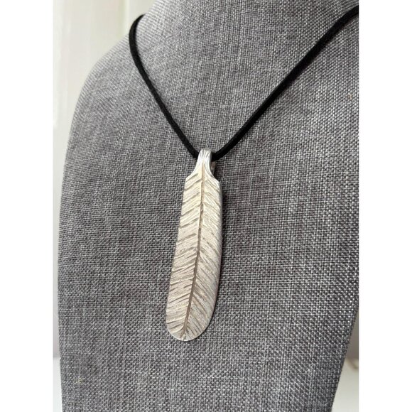 Handmade Feather Pendant Necklace Upcycled Silverware: Bohemian Flatware Jewelry - Picture 4 of 6